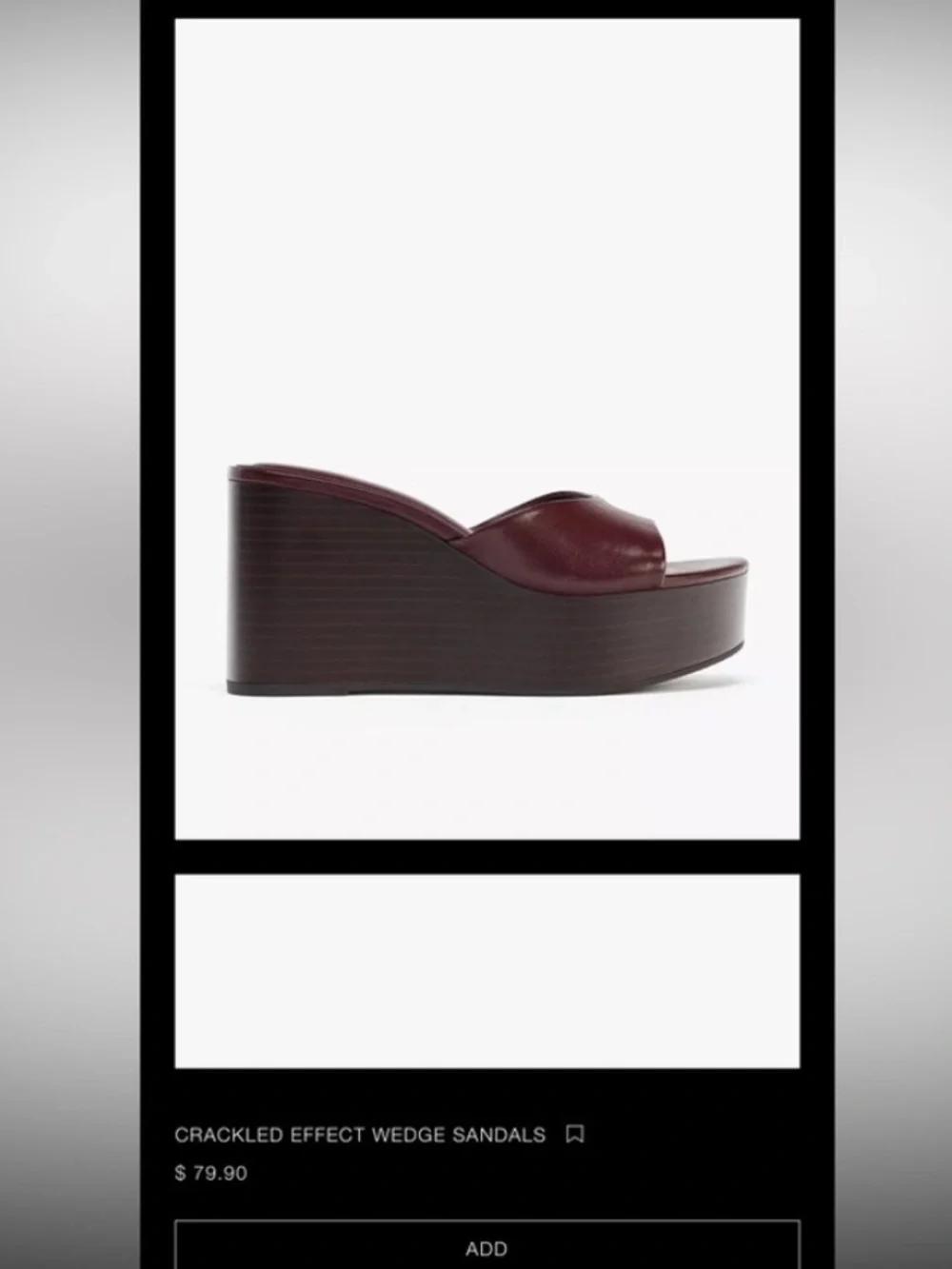 Zara Maroon Open-Toe Platform Wedge Sandal